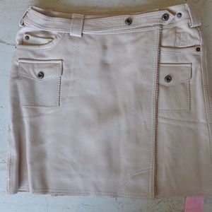 Beige Super G Psycho Leather Skirt